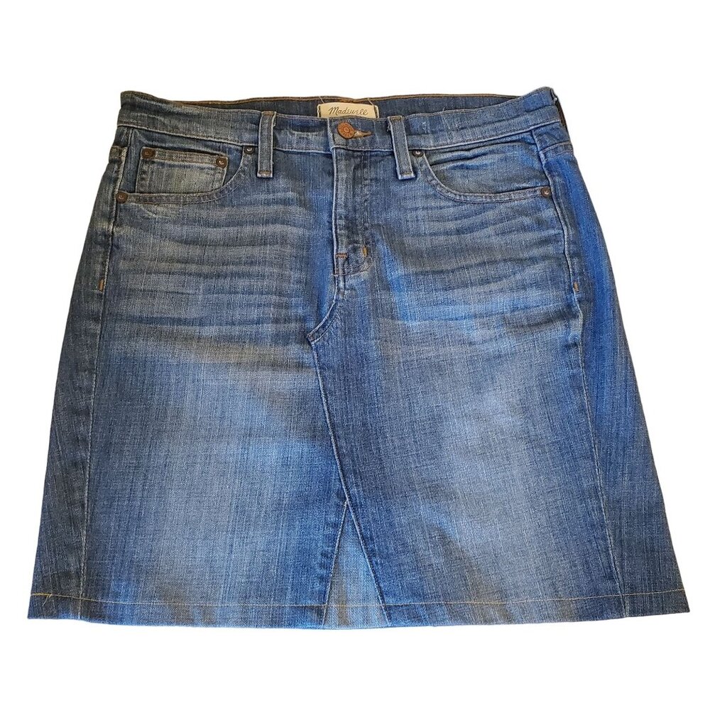 Madewell 26 The Slim Boy Jean Skirt Mini Blue Denim Grunge Steampunk 33 in Waist